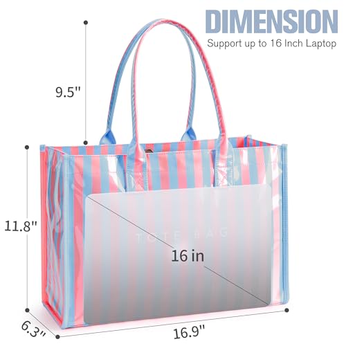 Image of KALIDI PVC Tote Bag Women's Kraft Paper Work Handbags Purses with Top Handle
