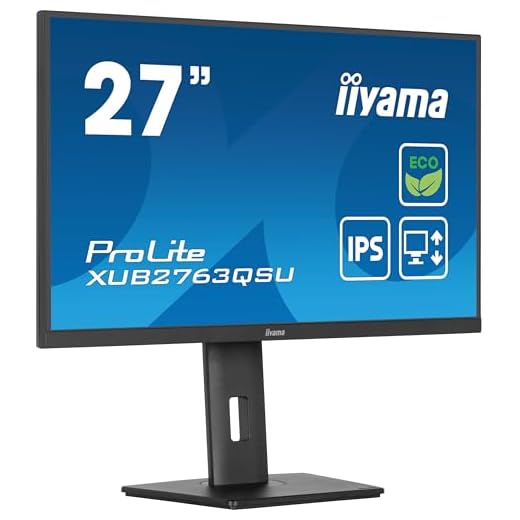 iiyama Prolite XUB2763QSU-B1 68,6cm 27" IPS LED-Monitor WQHD 100Hz HDMI DP USB3.2 Slim-Line Höhenverstellung Pivot Adaptive Sync Energieklasse B schwarz