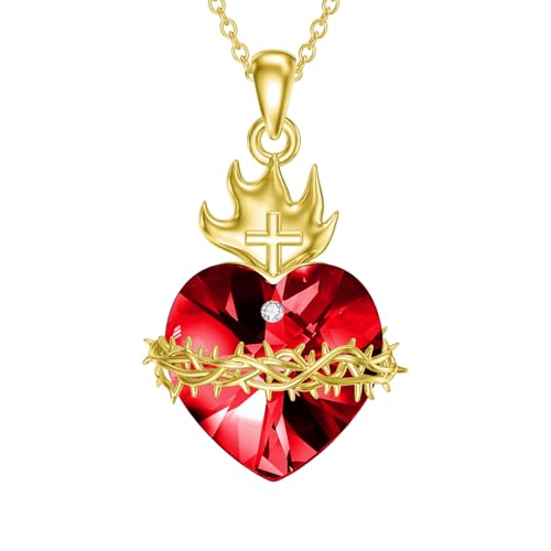 MEIDERBO Sacred Heart of Jesus Necklace 925 Sterling Silver Crown of Thorns Pendant Christian Amulet Jewelry Gifts for Women