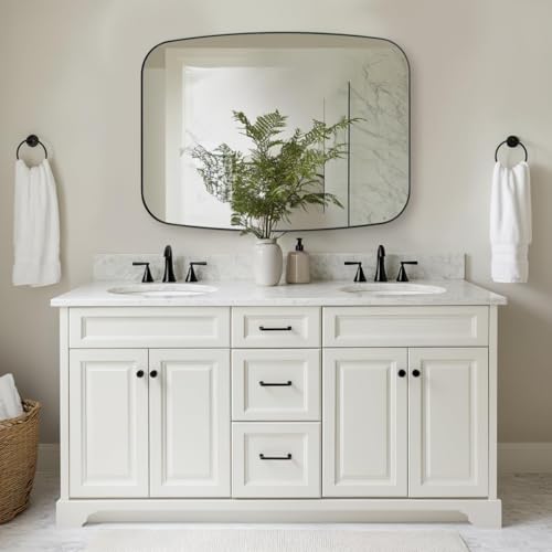 ANDY STAR Oval Mirrors for Bathroom, 30x48’’ Black Oval Mirror for Bathroom, Oblong Mirrors with Black Metal Frame Pill Shaped Mirror Wall Mounted Horizontal or Vertical