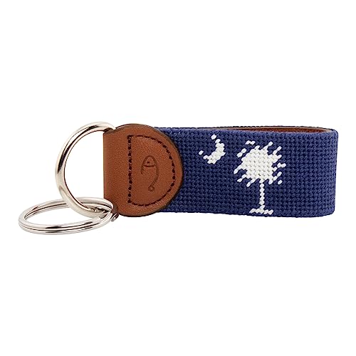 Image of Leather Hand-Stitched Needlepoint Key Fob or Key Chain