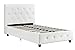 DHP Dakota Upholstered Platform Bed with Diamond Button Tufted Headboard and Footboard, No Box Spring Needed, Twin, White Faux Leather