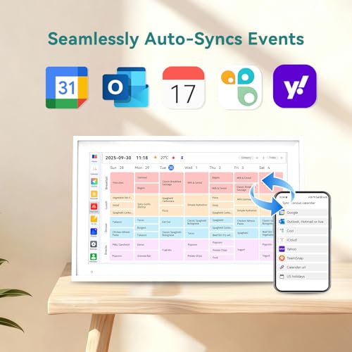 15.6" Digital Calendar Chore Chart, Electronic Calendar Family Wall Planner with Full HD Touchscreen, Meal Planner, Reward System, Digital Photo Frame, 64GB, Wall and Desk Mountable, White by Frameflow - Image 4