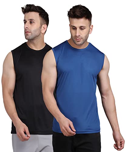 Image of Men's Regular Fit Sleeveless T-Shirt (Pack of 2)