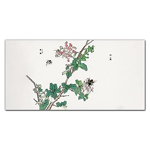 Décoration tableau en verre acrylique 100x50cm avec photo sur verre de feuilles et insectes