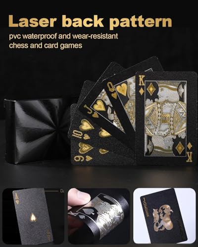 Coole Plastik Spielkarten,Kartenspiel,Wasserdichte Spielkarten Pokerkarten Poker Kartendeck,Plastik Pokerkarten für Canasta Blackjack Texas Bridge,Kartenspiele für Erwachsene(Goldene Rose) – Bild 4