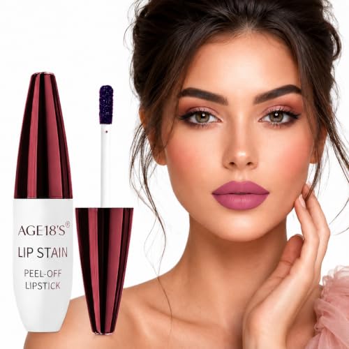 Image of AGE18'S Lip Stain Peel Off Lipstick, Waterproof Transfer Proof Kiss Proof Matte Tint, Long Lasting Smudge Resistant Liquid Lip Color, Lightweight Hydrating Daily Wear for Women Lasts All Day 8ml (Shade#05)