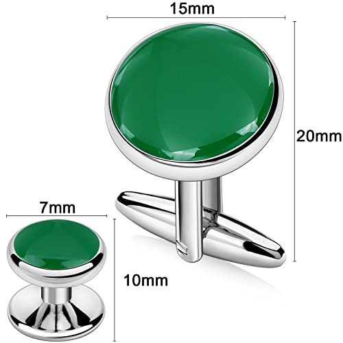 AMITER Men’s Cufflinks and Tuxedo Studs Set, Suitable for Black Suit White Shirts on Wedding, Anniversary, Birthday4