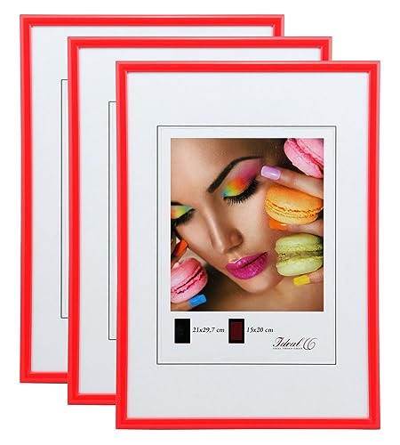 IDEAL TREND New Lifestyle Set Bilderrahmen Wanddeko Collage Poster Rahmen 2er 3er 5er Pack: Farbe: 3er Pack Rot | Format: 50x70