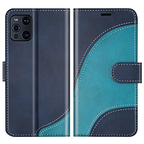 BoxTii Hülle für Oppo Find X3 Pro/Oppo Find X3, PU Leder Handyhülle für Oppo Find X3 Pro/Oppo Find X3, Ledertasche Klapphülle Schutzhülle mit Kartenfächer & Magnetverschluss, Blau