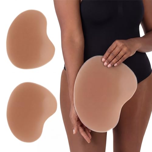Shyyween 2 Pcs Silicone Hip Pads, Dark Brown, 2 cm Thick, Short Style