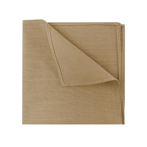 Yultfotz Men’s Tan Brown Cotton-Linen Pocket Square – 11.8 × 11.8 Inch Suit Handkerchief