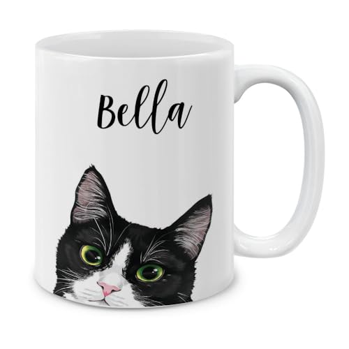 MUGBREW Custom Name Coffee Mug 11oz Tuxedo Cat Design
