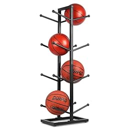 Fitlyiee Basketball Organizers Metal Ball Storage Rack Sports Storage for Indoor Outdoor
