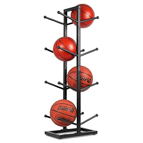 Fitlyiee Basketball Organizers Metal Ball Storage Rack Sports Storage for Indoor Outdoor