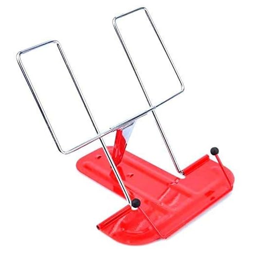 ZCENTER Atril de Escritorio Metálico de 3 Inclinaciones, Portátil, Soporte libro Negro Soporte de tablet Atril para documentos - 16 x 16.3 x 17 cm (ROJO)