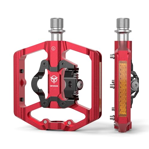 GEWAGE Pedali SPD Doppia Funzione per MTB Rosso