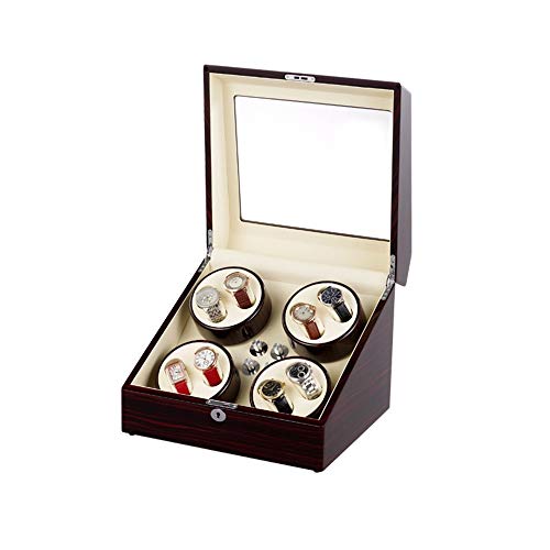 Aioneer Caja de Madera para enrollar Relojes automáticos, 8,4 Modos de rotación, Motor súper silencioso, Carcasa de Madera con Pintura de Piano, Color Negro,
