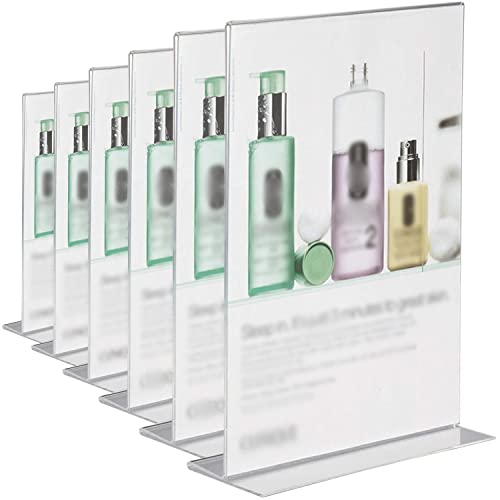 Acrylic Sign Holder 8.5 x 11 (Set of 6) Double Sided Thick, Plastic Sign Holders, Marketing Display for School, Business