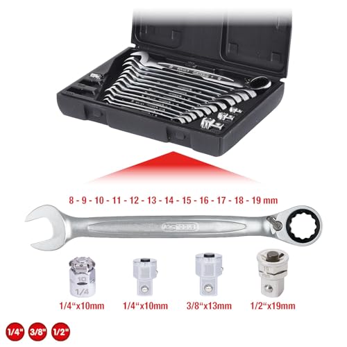 Clé mixte à cliquet réversible KS TOOLS pour desserrer les écrous difficiles d'accès - 3