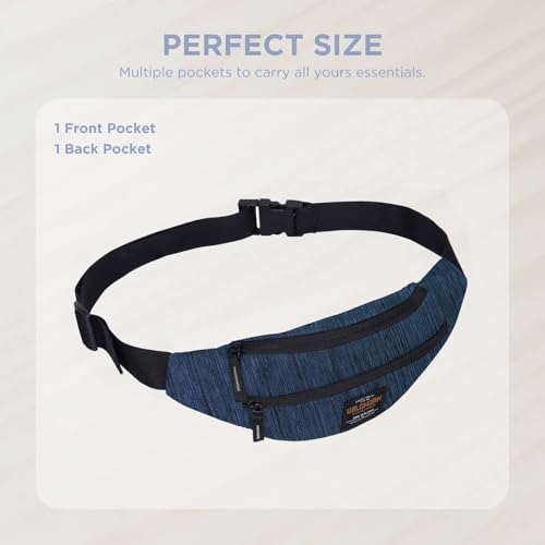 Image of WILDHORN 2.4L Waist Bag for Men Women I Ultra Strong Stitching, Sturdy Zippers, Waterproof, Large Fanny Pack for Hiking Travel Camping Running Sports with Adjustable Strap (Blue Melange)
