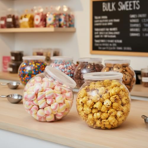 TOPZEA 3 Pack Plastic Candy Jars with Lid, 46 Oz Clear Cookies Candies Container Sweet Treat Jar, Wide Mouth Opening Kitchen Countertop Storage Jar for Candy Buffet, Jelly Bean, Cookie, Cereal, Snack by TOPZEA - Image 4