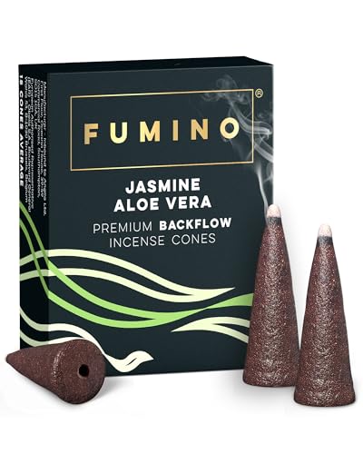 Fumino Cônes Encens Refoulement Naturel Parfum Jasmin Aloe Vera - 15 Cônes Encens Frais Masala...