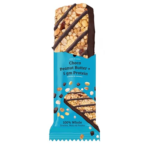 Image of Mojo Bar Energy Bars Choco Peant Butter + 5gm Protein | 100% Whole Grains, Nut & Fruit | High Energy & Granola Bars | 5g Protein Snack | Pack of 6 x 32g Energy Bars | Gluten Free & No Preservatives