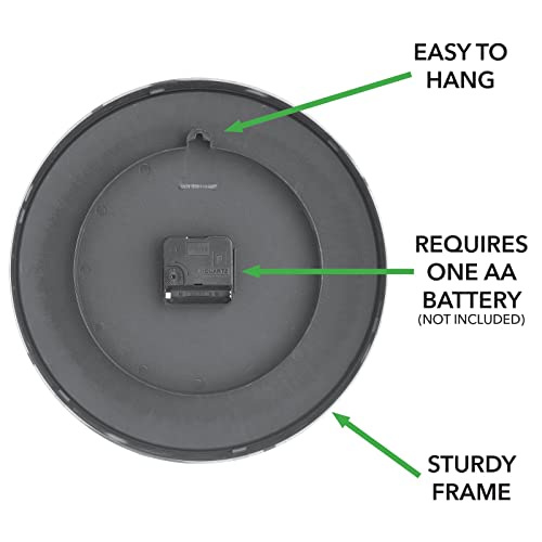 Mdesign Modern Stylish Wall Clock For The Office, Bedroom, Kitchen, Bathroom, 11.5 Inch Diameter - Large Black Numbers On A Marble Background With A Clear Glass Cover - Gold Frame And Hands #TOP3