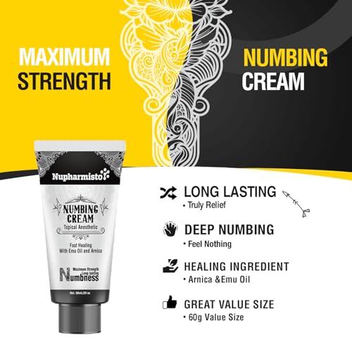 Image of Nupharmisto Numbing Cream Maximum Strength Long Lasting with 5x Numbing Emu Oil and Arnica 60ml