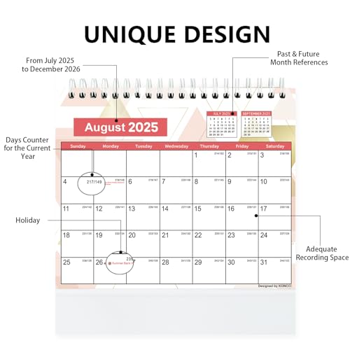 Koncci Desk Calendar 2026-2027, 18 Months from January 2026 to June 2027, 22 x 18cm Standing Flip Calendar with Thick Paper, Month to View with 234 Stickers for School Office Home - Cosy Home Interiors Koncci Desk Calendar 2026-2027, 18 Months from January 2026 to June 2027, 22 x 18cm Standing Flip Calendar with Thick Paper, Month to View with 234 Stickers for School Office Home - Image 2