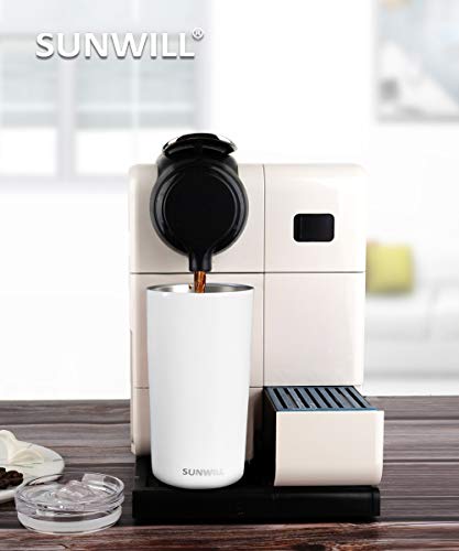 Sunwill Double Wall Coffee Cup, Insulated Coffee Mug Stainless Steel Slim Travel Tumbler Mini 12Oz, White #TOP6