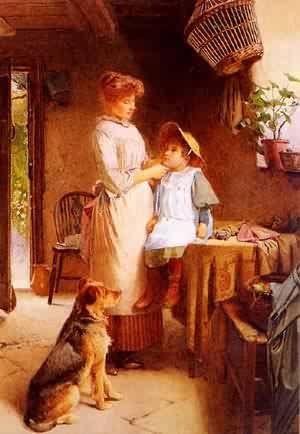 Peinture à l'huile de collection Getting Ready reproduction tableau Carlton Alfred Smith