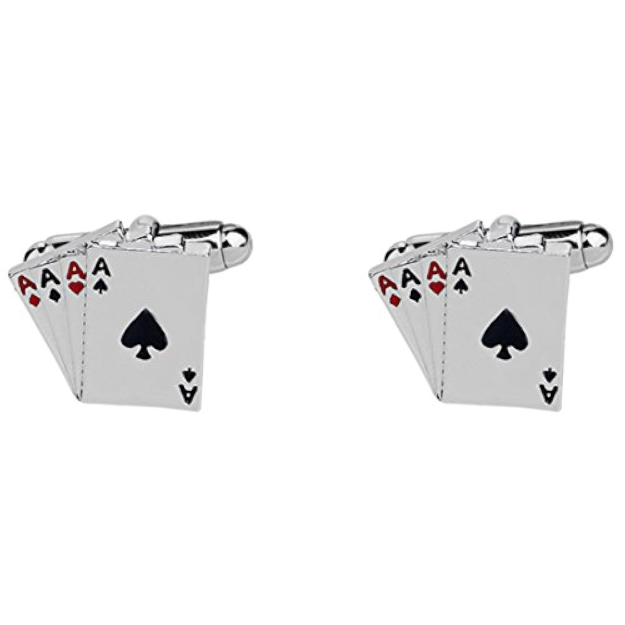 Silver Plated 4 Aces Poker Cufflinks for Men Boys Wedding Business Gift