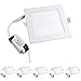MODOAO 5 Pack 9W LED Panel Light Lamp, Square LED Recessed Downlight Panel Ceiling Lighting with LED Driver, AC85-265V, Hole Size 135MM (9W, Warm White)