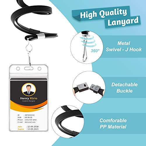 Ktrio 10 Pack Lanyards With Id Badge Holder, Breakaway Flat Polyester Lanyard With Clear Id Holder, Name Tag Badge Holder For Office, School And Nurses #TOP1