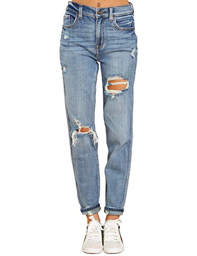Luvamia High-Waisted Distressed Boyfriend Jeans