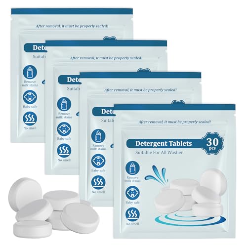 CUXFLS 120Pcs Bottle Washer Tablets Washing Blocks, Milk Stain Remover for Baby Bottles, Compatible with All Brands Baby Bottle Washers, High-Efficiency & Fast-Dissolving