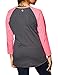 Soffe Women's Heathered Baseball Tee, Grey/Neon Pink, Large