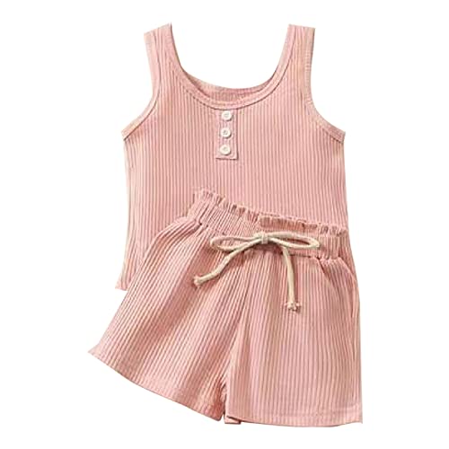 Agasalho de verão infantil colete de pescoço shorts cintura elástica sem mangas colete casual menina