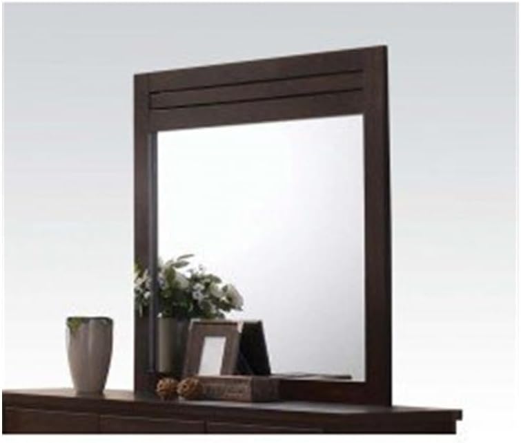 HomeStock Modern Wall Mirror Mahogany Finish, Decorative Accent Mirror for Living Room Bedroom