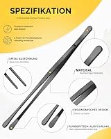 2 Stück 30,5 CM Küchenpinzette Feine Pinzettenzange, Professionelle lange Kochpinzette aus Edelstahl für BBQ, Meeresfrüchte, Reparieren und Servieren (SCHWARZ) – Ansicht 2