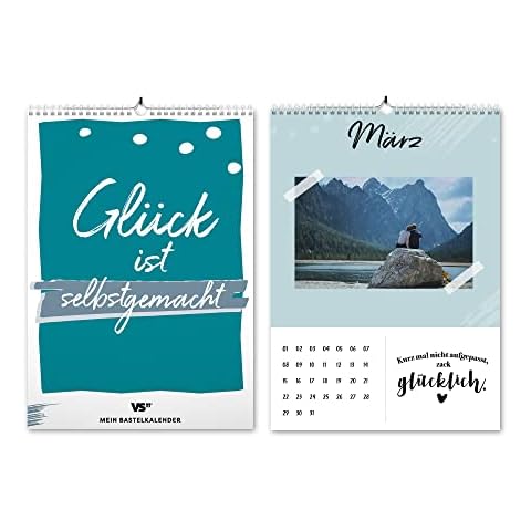 A4 Bastelkalender undatiert - Wandkalender zum selbstgestalten mit Sprüchen - Fotokalender zum Einkleben Cover