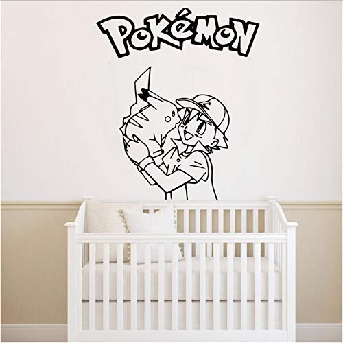 Creative Pokemon Pikachu Wall Sticker Vinyl Wallpaper for Kids Room Wall Decal Stickers Decor Baby Decals Poster Wallpaper