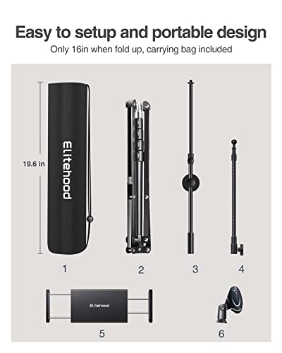 Elitehood Boom Mic Stand With Ipad Holder, Heavy Duty Microphone Stand With Tablet Holder Mount, Tablet Floor Tripod Stand For Ipad Cell Phone Mic, Collapsible Microphone Stand For Singing & Music #TOP7