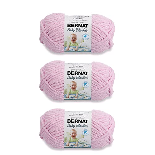 Bernat Baby Blanket Baby Pink Yarn - 3 Pack of 100g/3.5oz - Polyester - 6 Super Bulky - 72 Yards - Knitting/Crochet