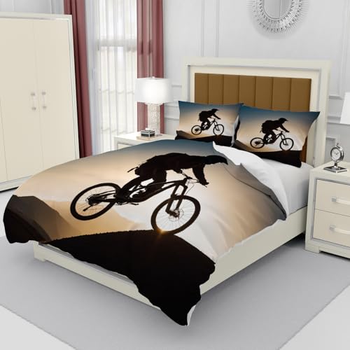 Parure de lit cycliste 240x260 en microfibre douce avec fermeture éclair