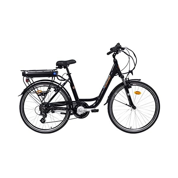 Discovery Damen E8000-26 Citybike mit 26 Zoll Rädern und Federgabel, Shimano 7 Gänge, Schwarz