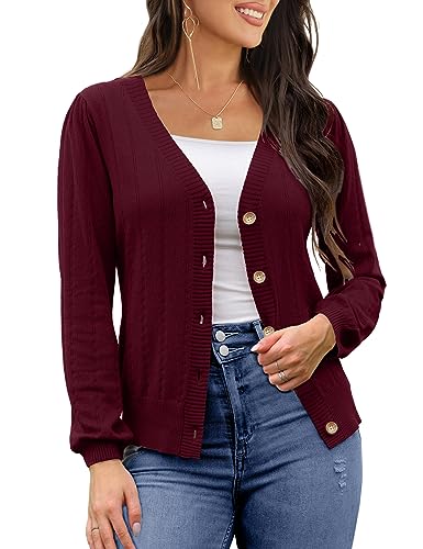REDHOTYPE Women's Cardigans Button Down V Neck Casual Sweater Open