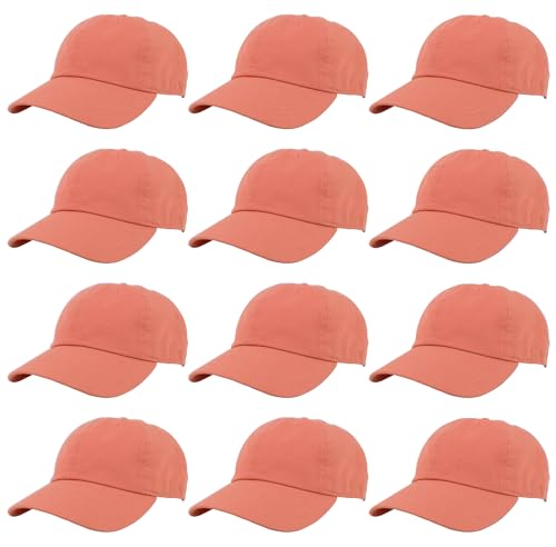 Image of Gelante Baseball Caps Hats 100% Cotton Plain Blank Adjustable Size Wholesale Bulk of 12 Pack